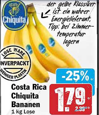 Costa Rica Chiquita Bananen 1-kg Lose