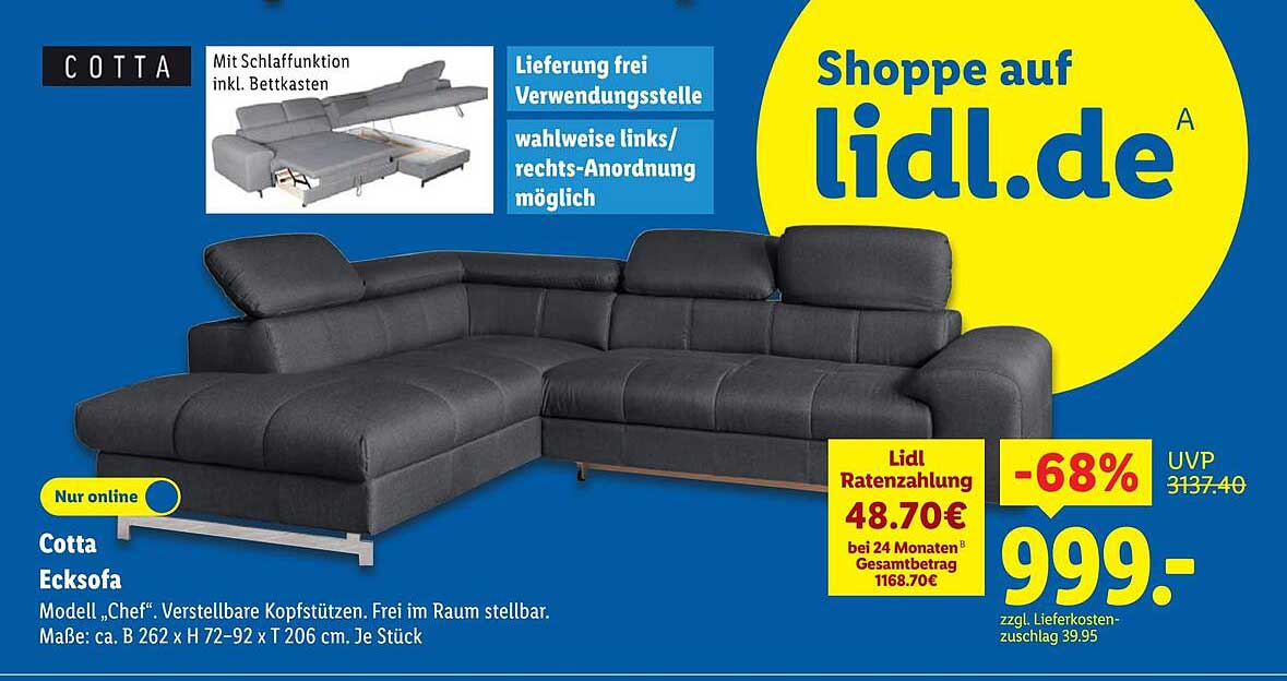 Cotta Ecksofa "Chef" mit verstellbaren Kopfstützen