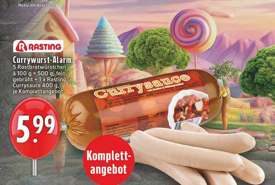 Currywurst-Alarm: 5 Rostbratwürstchen mit Currysauce