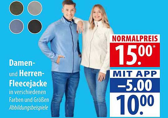 Damen- und Herren-Fleecejacke in verschiedenen Farben und Größen