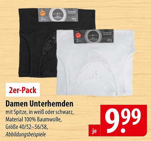 Damen Unterhemden mit Spitze - 2er-Pack