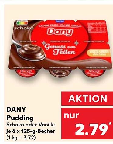 DANY Pudding - Schoko oder Vanille, je 6 x 125-g-Becher