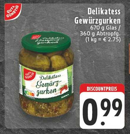 Delikatess Gewürzgurken 670 g Glas
