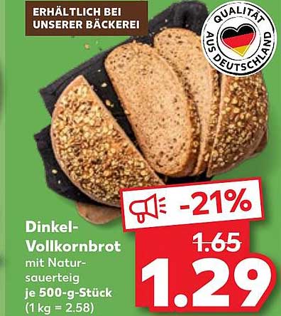 Dinkel-Vollkornbrot mit Natur-Sauerteig je 500-g-Stück