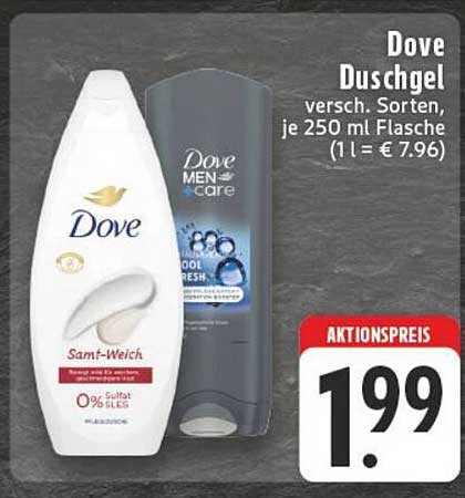 Dove Duschgel, verschiedene Sorten, je 250 ml Flasche