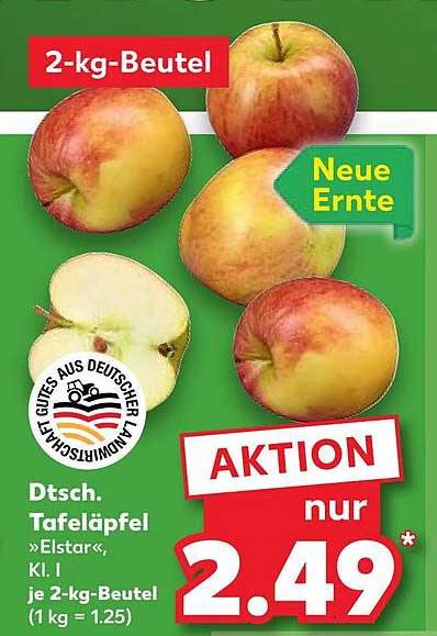 Dt. Tafeläpfel »Elstar«, Kl. I im 2-kg-Beutel für 2,49*