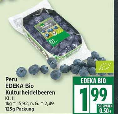 EDEKA Bio Kulturheidelbeeren 125g – frisch und köstlich!