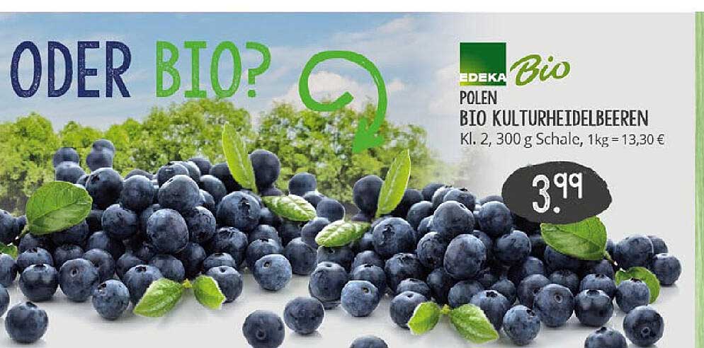 EDEKA Bio Kulturheidelbeeren, 300 g Schale für nur 3,99 €