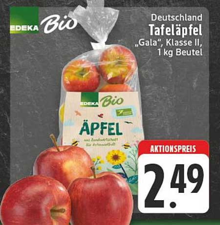 EDEKA Bio Tafeläpfel Gala, Klasse II, 1 kg Beutel