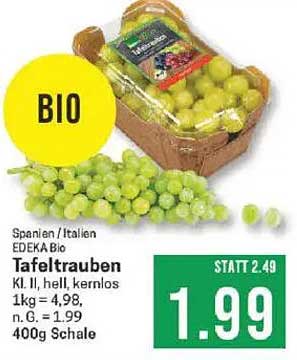 EDEKA Bio Tafeltrauben 400g Schale