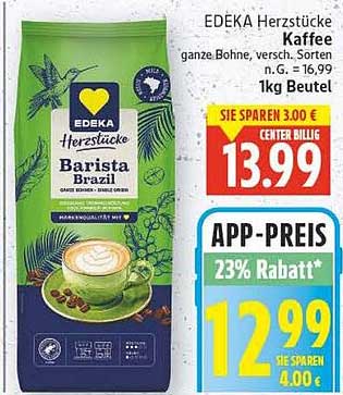 EDEKA Herzstücke Kaffee Barista Brazil 1kg Beutel