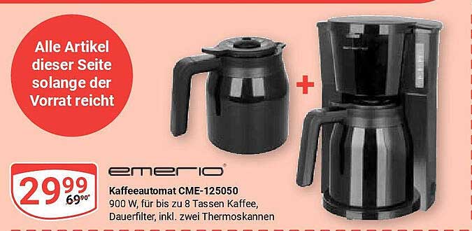 emerio Kaffeemaschine CME-125050 mit 2 Thermoskannen