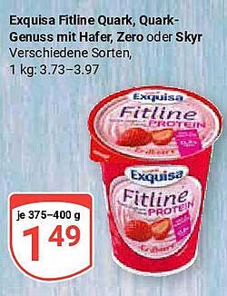 Exquisa Fitline Quark, Quark-Genuss mit Hafer, Zero oder Skyr, 375–400 g