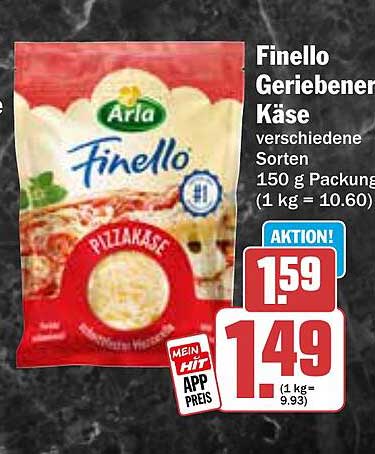 Finello Geriebener Käse verschiedene Sorten 150 g