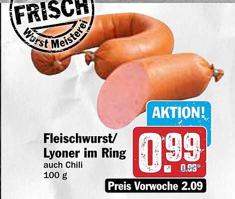 Fleischwurst/Lyoner im Ring auch Chili 100 g