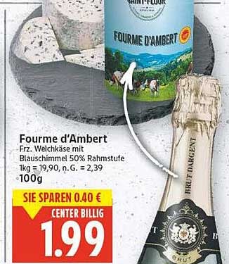 Fourme d'Ambert - Frz. Weichkäse mit Blauschimmel 50% Rahmstufe