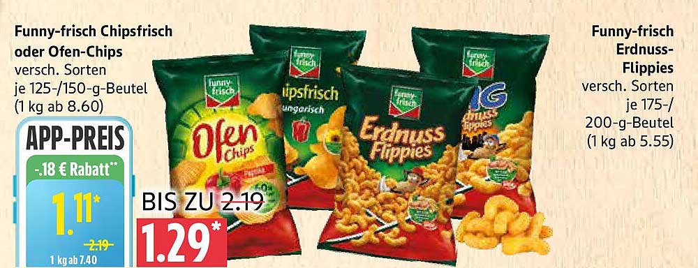 Funny-frisch Chipsfrisch oder Ofen-Chips und Erdnuß-Flipies