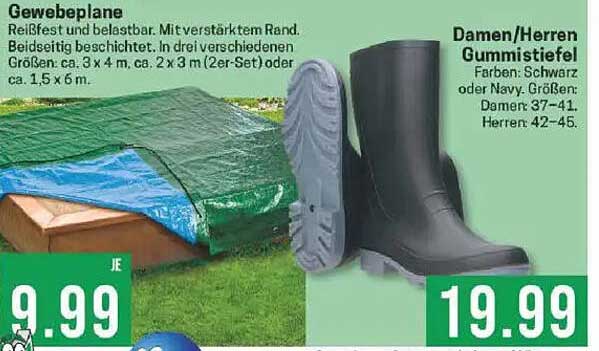 Gewäbeplanen und Damen/Herren Gummistiefel