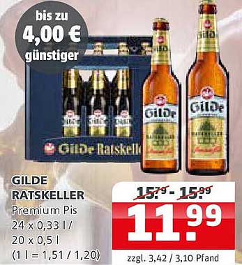 GILDE RATSKELLER Premium Pils 24 x 0,33 l / 20 x 0,5 l