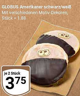 GLOBUS Amerikaner schwarz/weiß - Mit verschiedenen Motiv-Dekoren