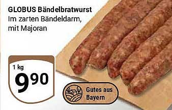 GLOBUS Bändelbratwurst im zarten Bändel-Darm, mit Majoran