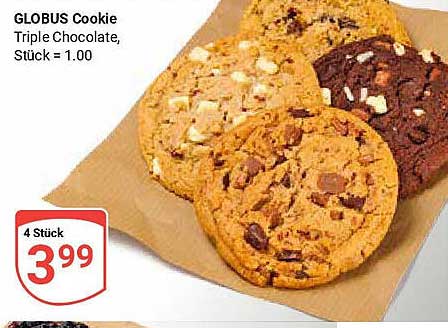 GLOBUS Cookie Triple Chocolate - 4 Stück für nur 3,99 €