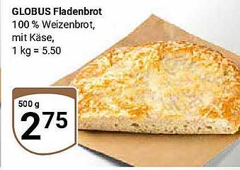 GLOBUS Fladenbrot 100 % Weizenbrot mit Käse, 500 g