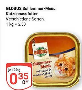 GLOBUS Schlemmer-Menü Katzennassfutter – Verschiedene Sorten, 1 kg = 3,50