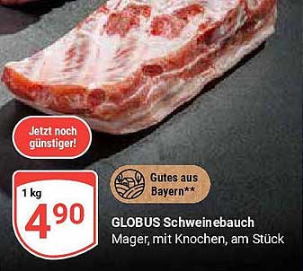 GLOBUS Schweinebauch, mager, mit Knochen, am Stück