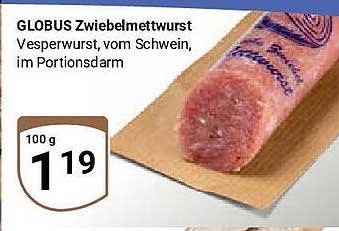 GLOBUS Zwiebelmettwurst - Vesperwurst, vom Schwein, im Portionsdarm