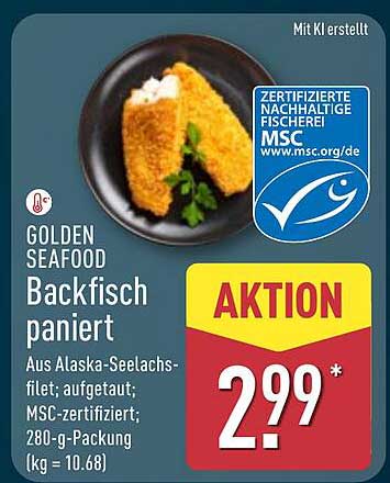 Golden Seafood Backfisch paniert 280-g-Packung