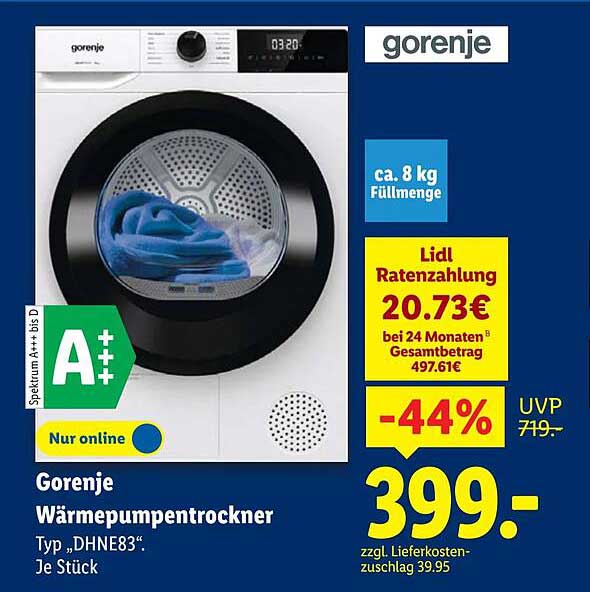 Gorenje Wärmepumpentrockner Typ „DHNE83“