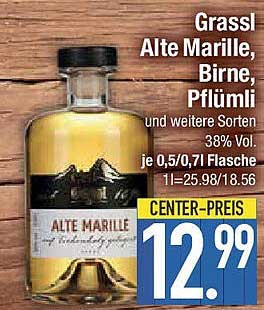 Grassl Alte Marille, Birne, Pflümli - 38% Vol.