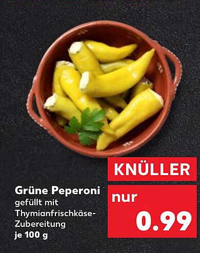 Grüne Peperoni gefüllt mit Thymianfrischkäse-Zubereitung je 100 g