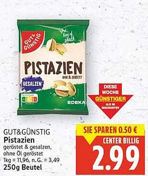 GUT&GÜNSTIG Pistazien geröstet & gesalzen, ohne Öl geröstet