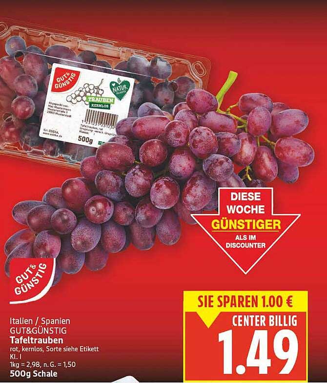 GUT&GÜNSTIG Tafeltrauben, 500g