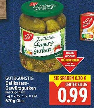 GUT&VERGNÜGTE Delikatess-Gewürzgurken 670g