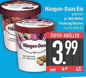 Häagen-Dazs Eis gefroren je 380/460ml Packung/Becher