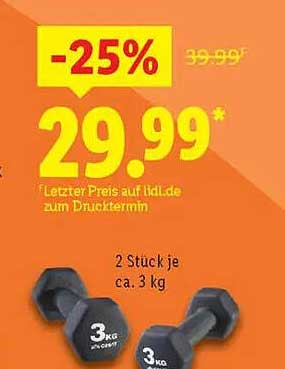 Hantel-Set 2 Stück je 3 kg - Jetzt im Lidl-Prospekt