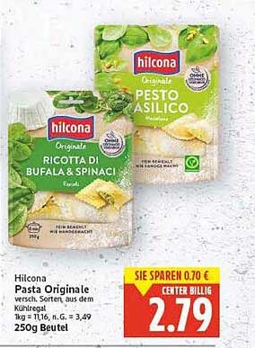 Hilcona Pasta Originale - Ricotta di Bufala & Spinaci/Pesto Basilico 250g Beutel
