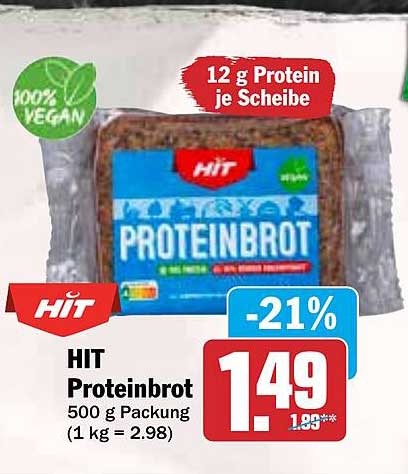 HIT Proteinbrot 500 g Packung - 21% Rabatt!