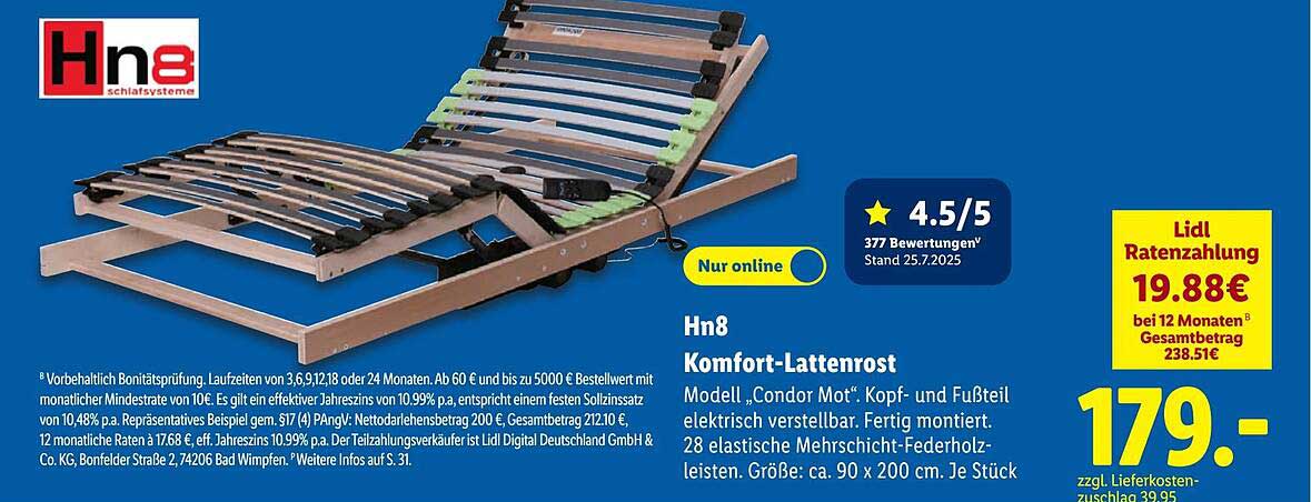 Hn8 Komfort-Lattenrost Modell "Condor Mot"