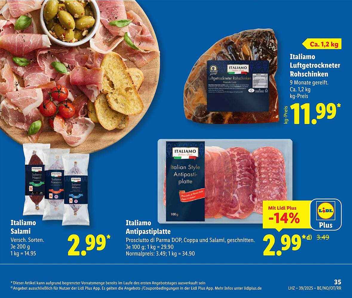 ITALIAMO Luftgetrockneter Rohschinken 9 Monate gereift