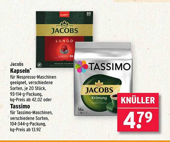 Jacobs Kapseln und Tassimo für Nespresso-Maschinen - Knüllerangebot!