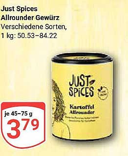 Just Spices Allrounder Gewürz 45–75 g für nur 3,79