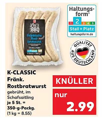 K-CLASSIC Fränkische Rostbratwurst - nur 2,99 €