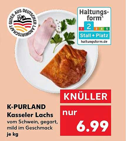 K-PURLAND Kasseler Lachs vom Schwein, gegart, mild im Geschmack