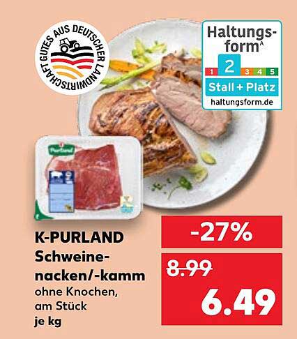 K-PURLAND Schweinenacken-/kamm ohne Knochen, am Stück je kg