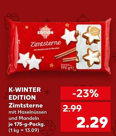 K-WINTER EDITION Zimtsterne mit Haselnüssen und Mandeln je 175-g-Packg.