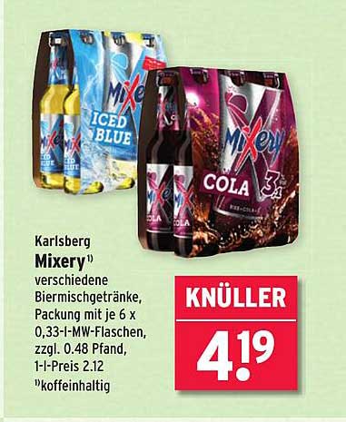 Karlsberg Mixery – verschiedene Biermischgetränke, Packung mit 6 x 0,33-l-MW-Flaschen